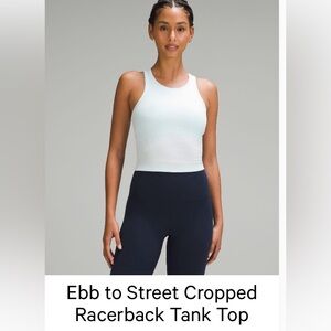 Lululemon Ebb to Street Cropped Racerback Tank in sheer blue size 8